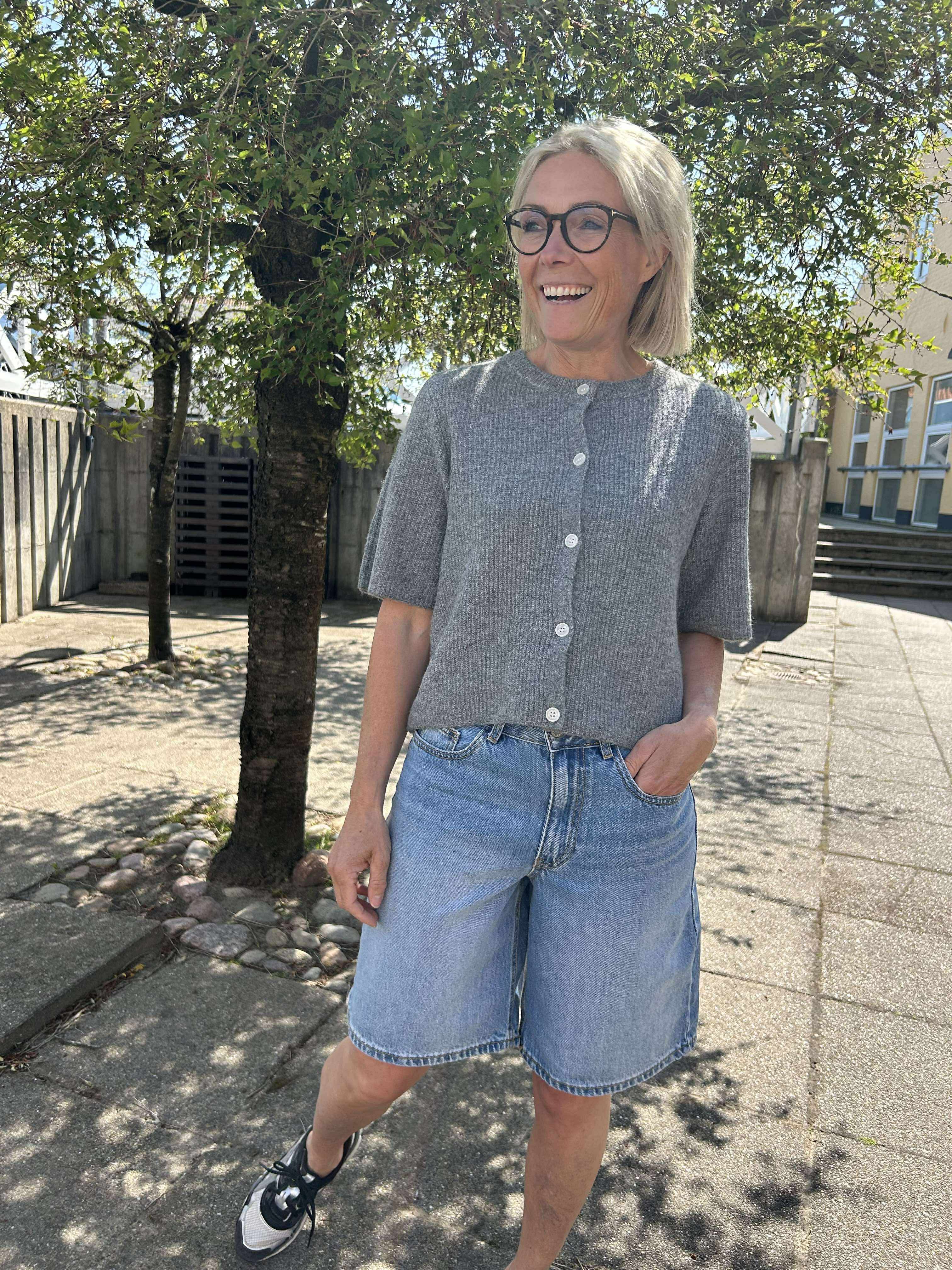 PCSILLY Knit Cardigan - Medium Grey Melange